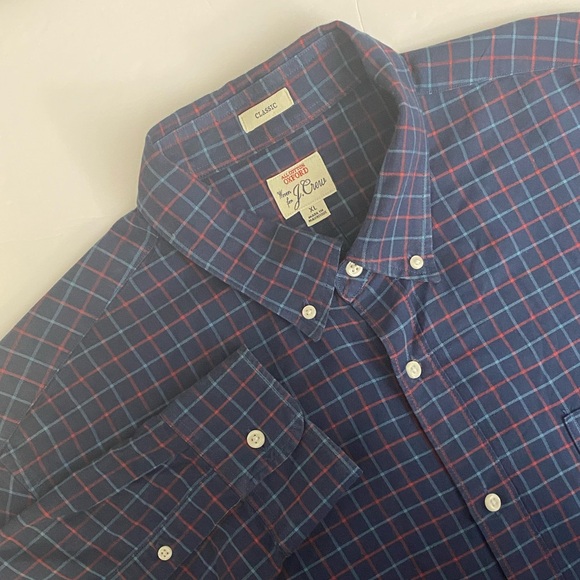 J. Crew Men's Oxford Red and Blue Plaid Shirt $128 - Picture 1 of 13
